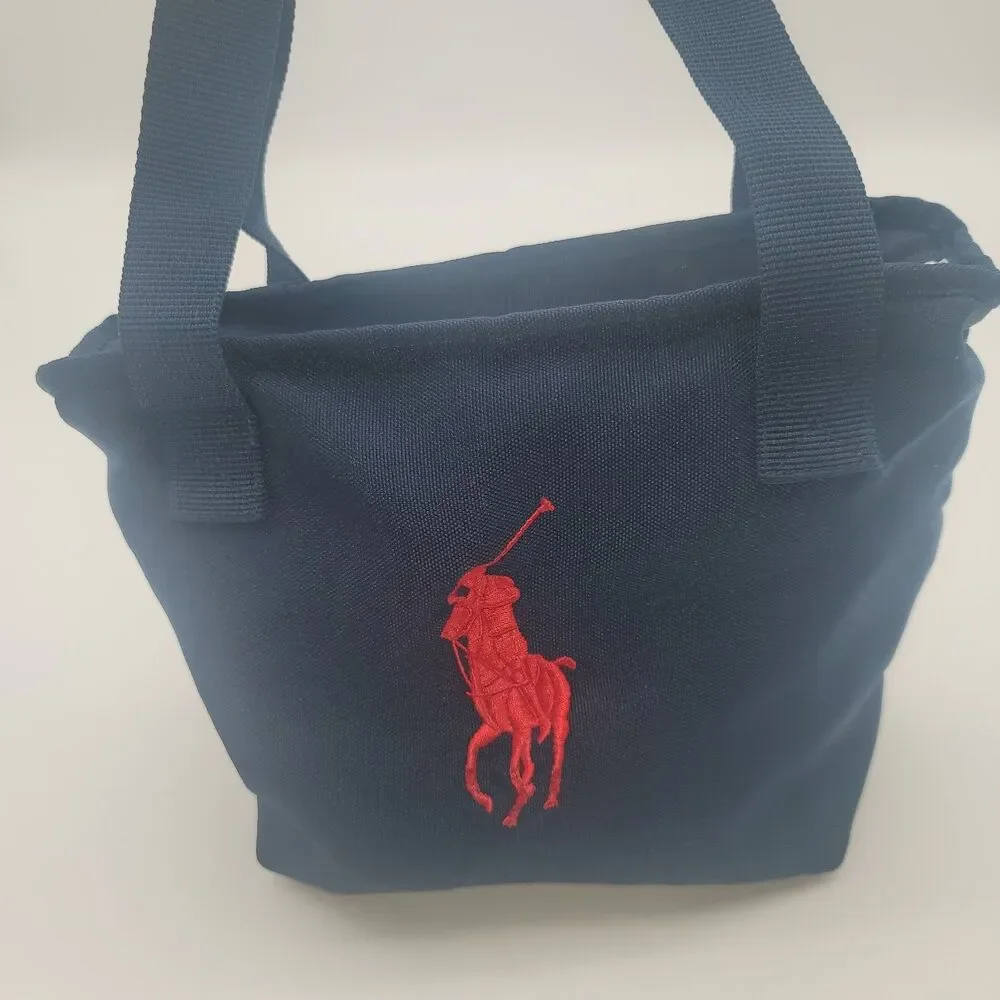 Polo Ralph Lauren Classic Pony Insulated Lunch Tote Newport Navy Blue Red Logo